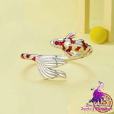 Red Lucky Koi Sterling Silver Ring