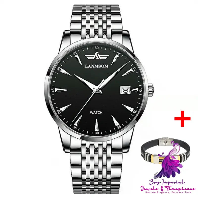 Luminous Waterproof Men’s Steel Quartz Watch