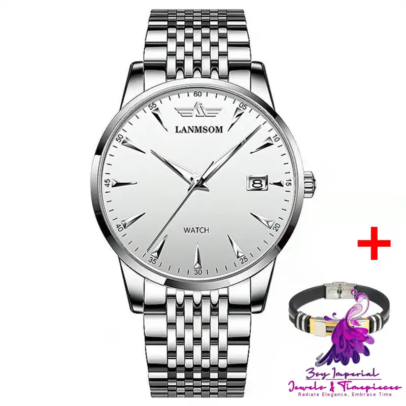 Luminous Waterproof Men’s Steel Quartz Watch