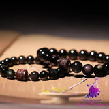 Obsidian Lobular Red Sandalwood Hand String Male