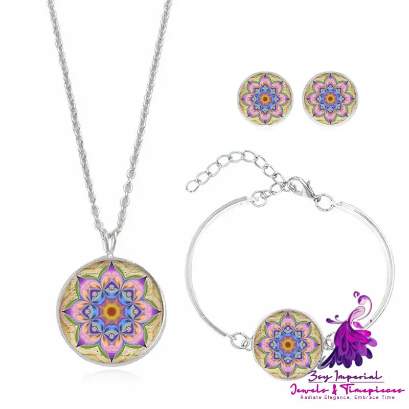 Mandala Flower Gemstone Necklace