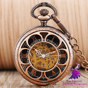 Skeleton Sun Flower Mechanical Pocket Watch