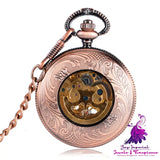 Skeleton Sun Flower Mechanical Pocket Watch