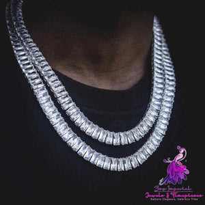 Rectangular Zirconia Hip Hop Necklace