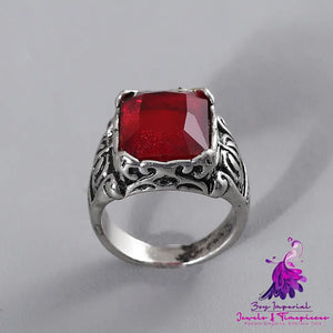 Vintage Ruby Titanium Steel Ring