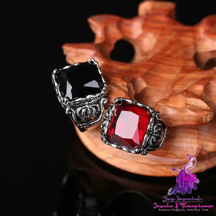 Vintage Ruby Titanium Steel Ring