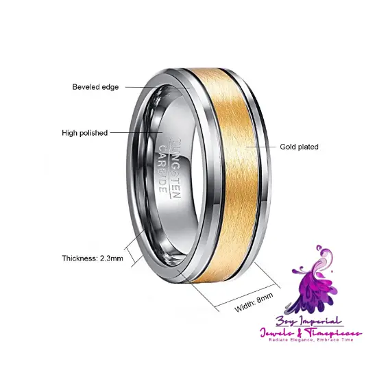 Brushed Gold Tungsten Wedding Ring