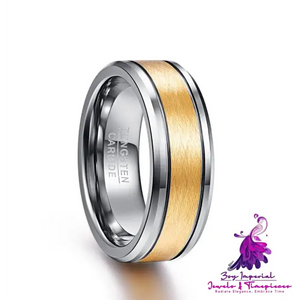 Brushed Gold Tungsten Wedding Ring