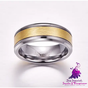 Brushed Gold Tungsten Wedding Ring