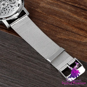 Transparent Cutout Roman Men’s Mesh Quartz Watch