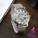 Transparent Cutout Roman Men’s Mesh Quartz Watch