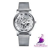 Transparent Cutout Roman Men’s Mesh Quartz Watch