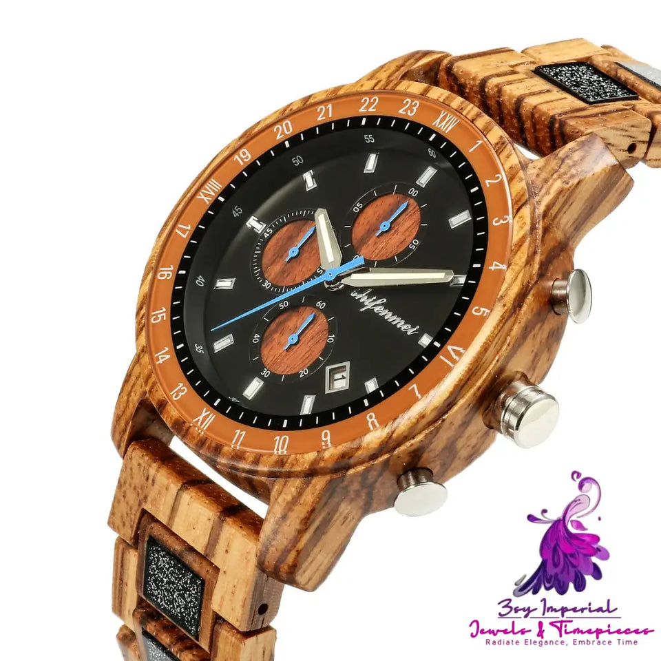 Multi-function Sports Wooden Watch for Men