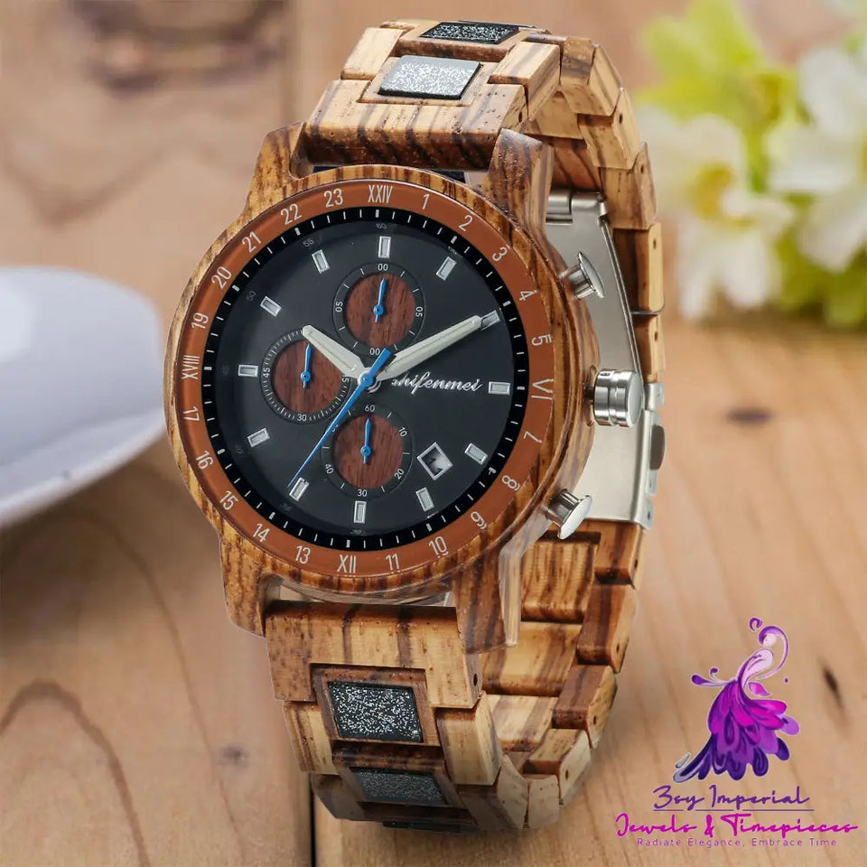 Multi-function Sports Wooden Watch for Men