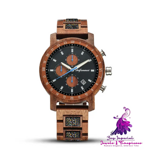 Multi-function Sports Wooden Watch for Men