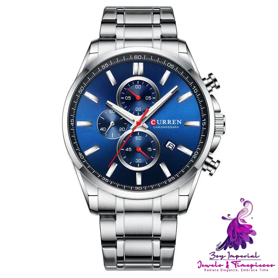 Men’s Waterproof Steel Band Quartz Watch