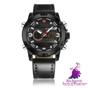 Leather Digital Military Watch