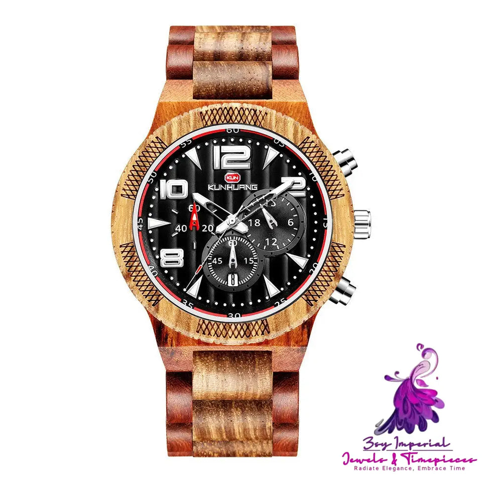 Multi-Function Sandalwood Watch