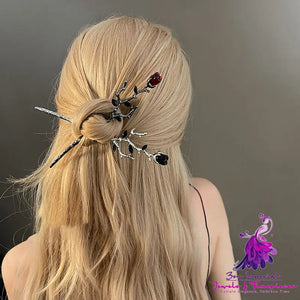 Chinese Style Rose Flower Metal Hairpin