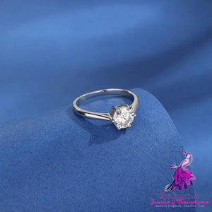 Moissanite Sterling Silver 50-minute Six-claw Ring