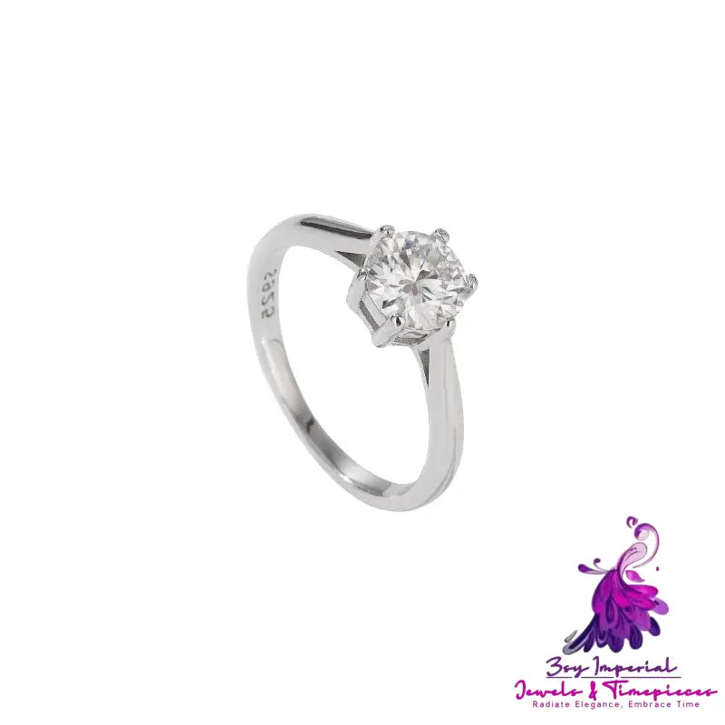 Moissanite Sterling Silver 50-minute Six-claw Ring