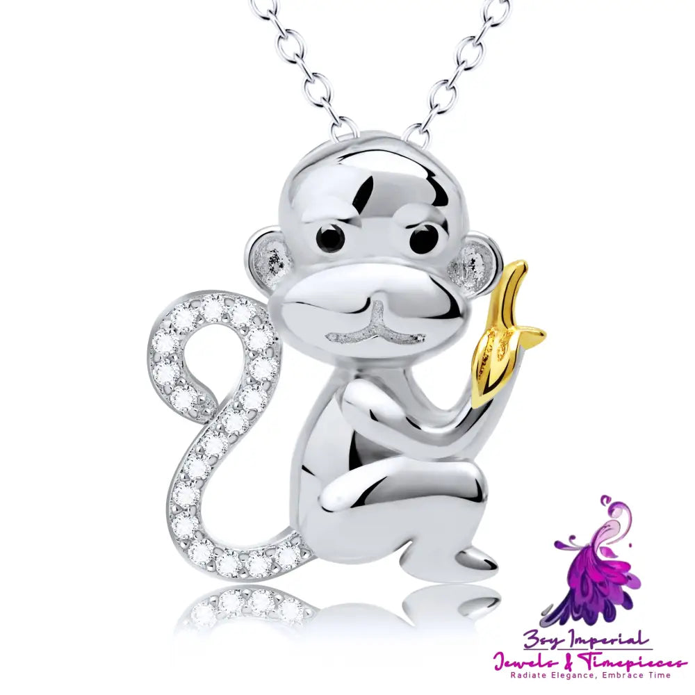 Monkey Eating Banana Pendant