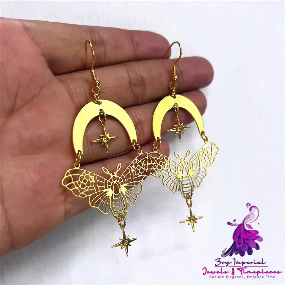 Moth Moon Star Earrings