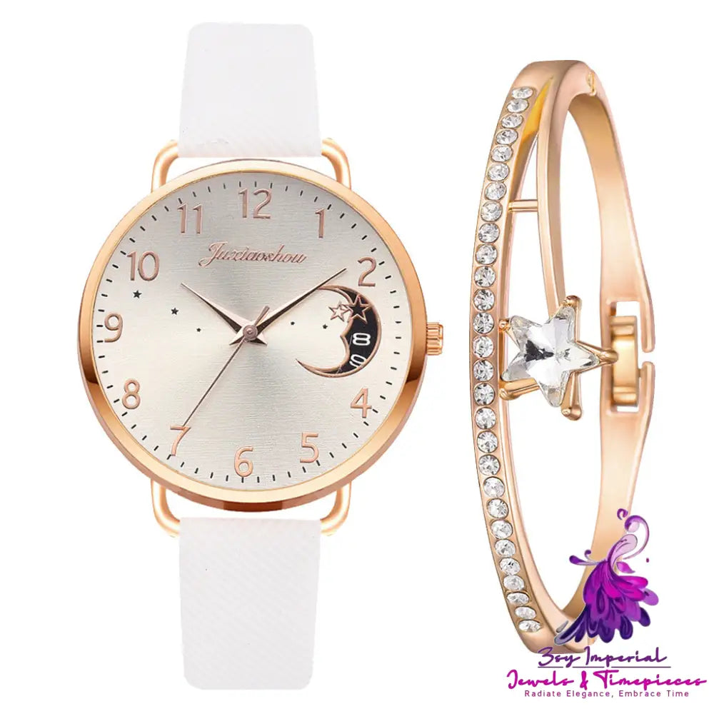 Lovely Moon Pattern Women’s Quartz Watch