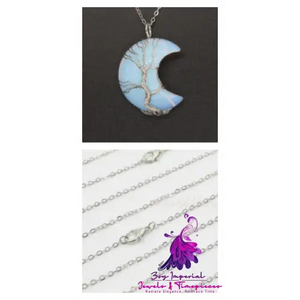 Natural Crystal Moon Necklace