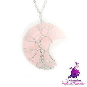 Natural Crystal Moon Necklace