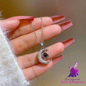 I Love You Moon Projection Necklace for Ladies