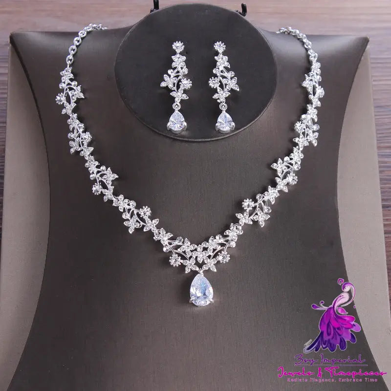 Zircon Necklace Earrings Set