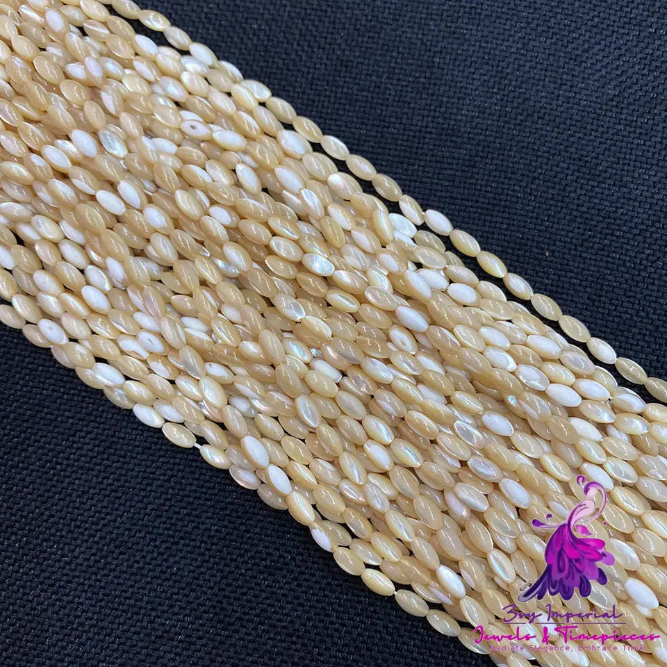 Natural Mother Of Pearl Mop Shell Rice Shape Loose Spacer