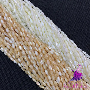 Natural Mother Of Pearl Mop Shell Rice Shape Loose Spacer