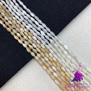 Natural Mother Of Pearl Mop Shell Rice Shape Loose Spacer