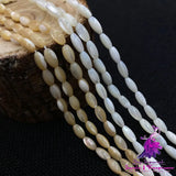 Natural Mother Of Pearl Mop Shell Rice Shape Loose Spacer