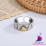 Simple Vintage Stone Mountain Pattern Ring Personality