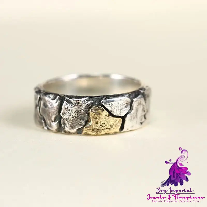 Simple Vintage Stone Mountain Pattern Ring Personality