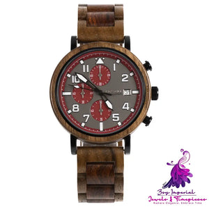 Six Needle Men’s Wooden Watch