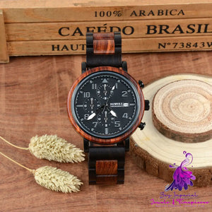 Six Needle Men’s Wooden Watch