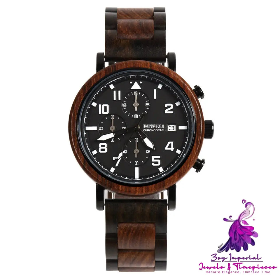 Six Needle Men’s Wooden Watch