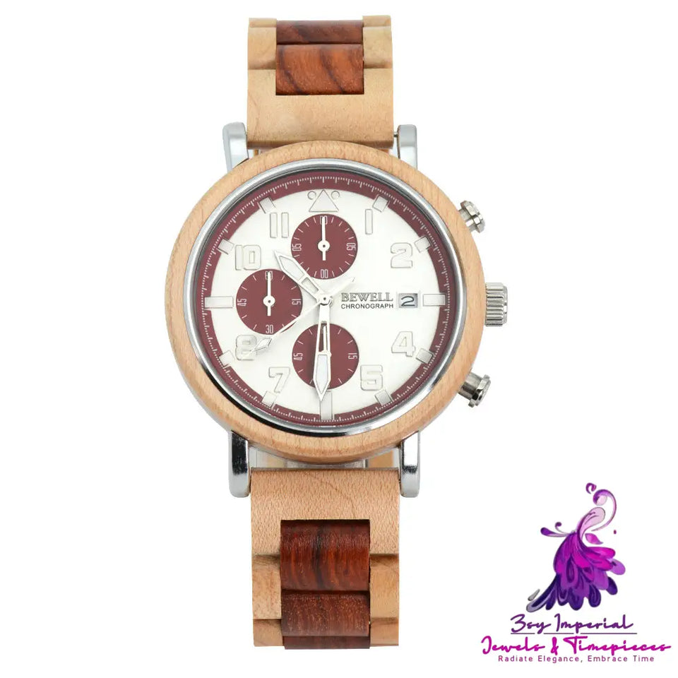 Six Needle Men’s Wooden Watch