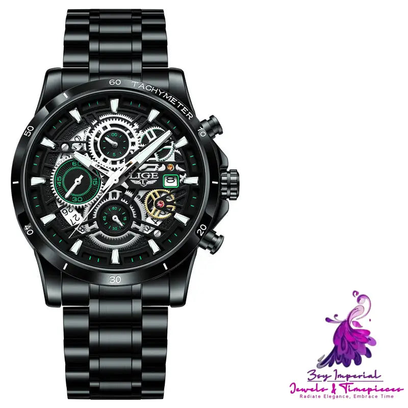 Multifunctional Skeleton Design Quartz Watch