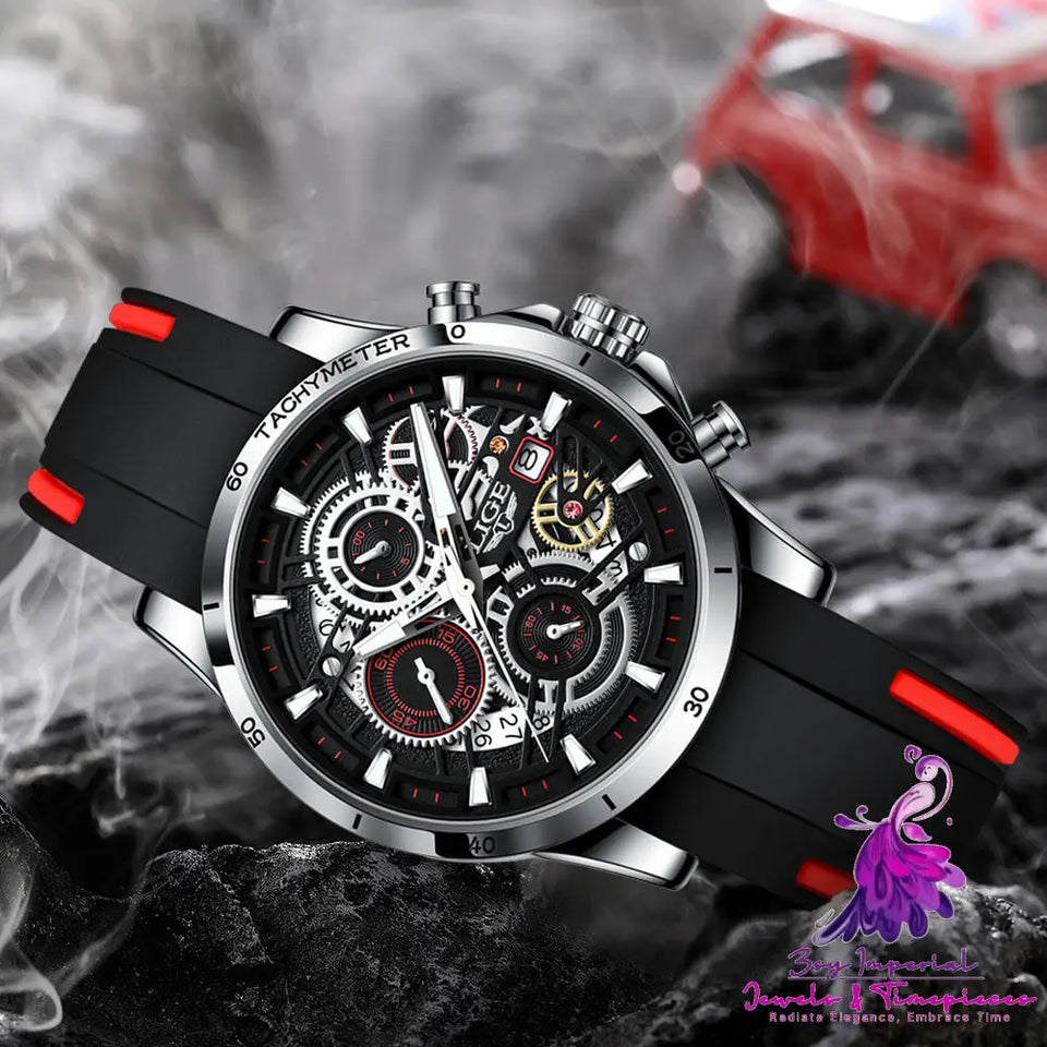 Multifunctional Skeleton Design Quartz Watch