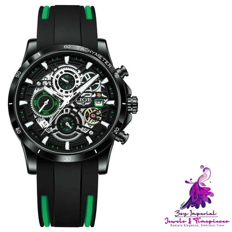 Multifunctional Skeleton Design Quartz Watch