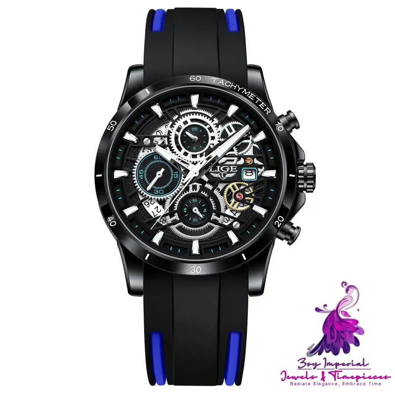 Multifunctional Skeleton Design Quartz Watch