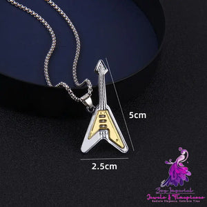 Troupe Guitar Stainless Steel Necklace