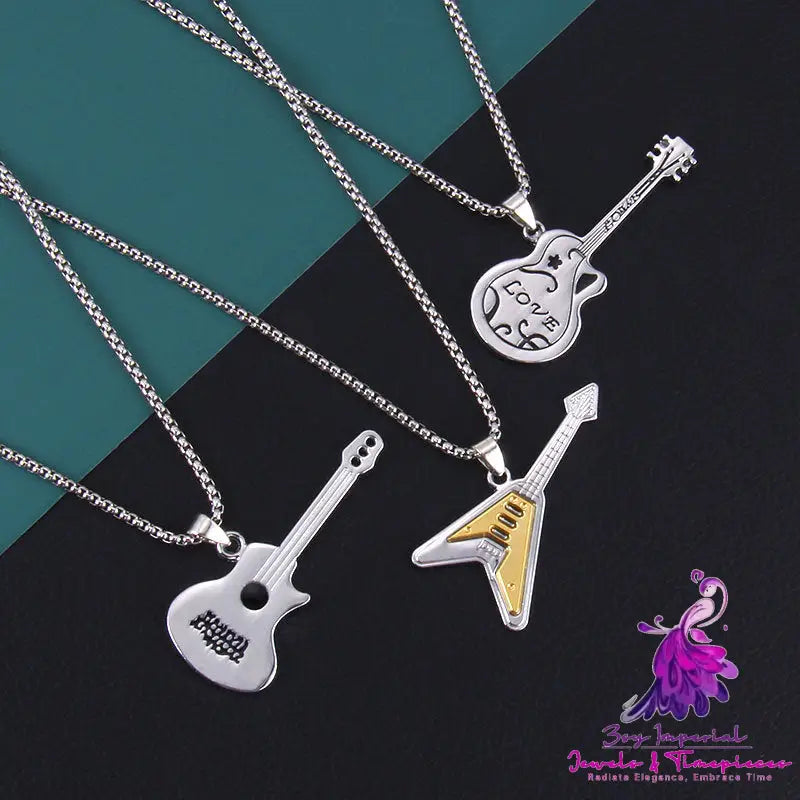 Troupe Guitar Stainless Steel Necklace