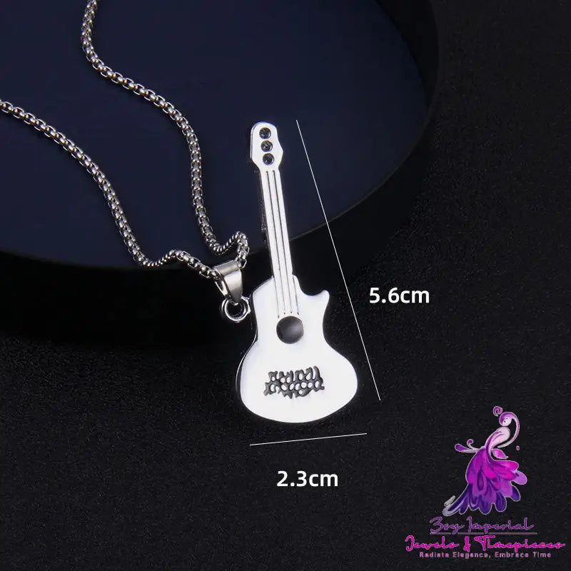 Troupe Guitar Stainless Steel Necklace