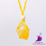 Natural Crystal Rolling Stone Mesh Pocket Pendant